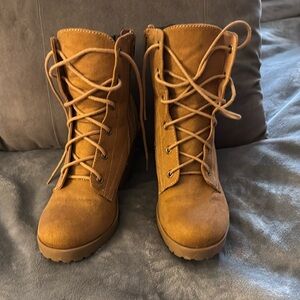 Soda Tan Lace Up Boots with Nubuck Leather